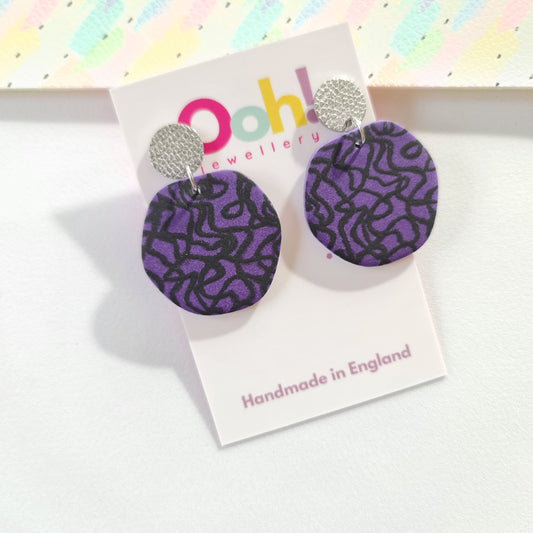 Purple & Black Drop Earrings