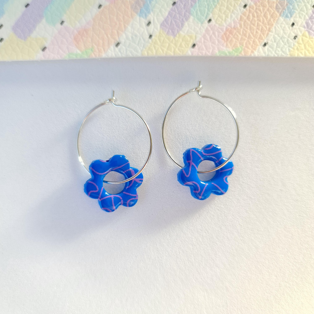 Blue hoop earrings