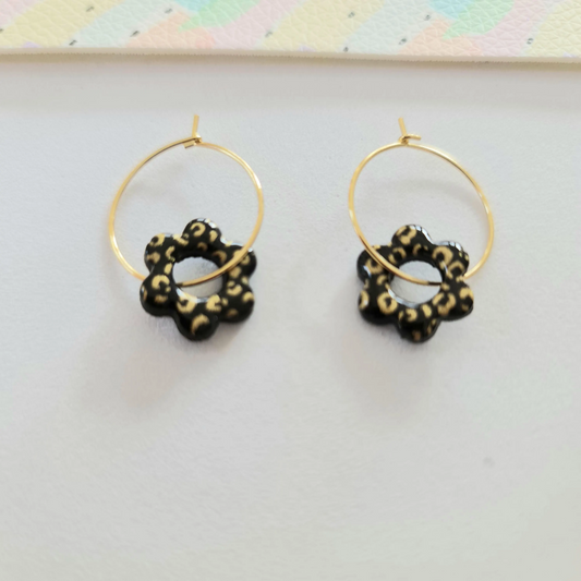 Black & gold  hoop earrings