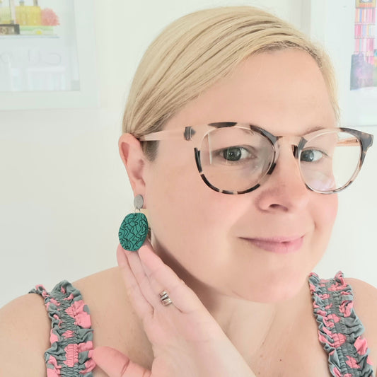 Handmade Jade Green & Black Drop Earrings