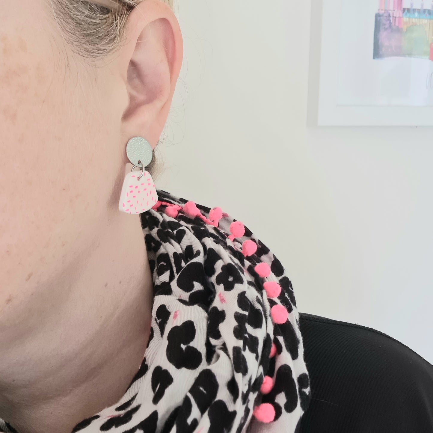 Neon Pink Confetti Dangles