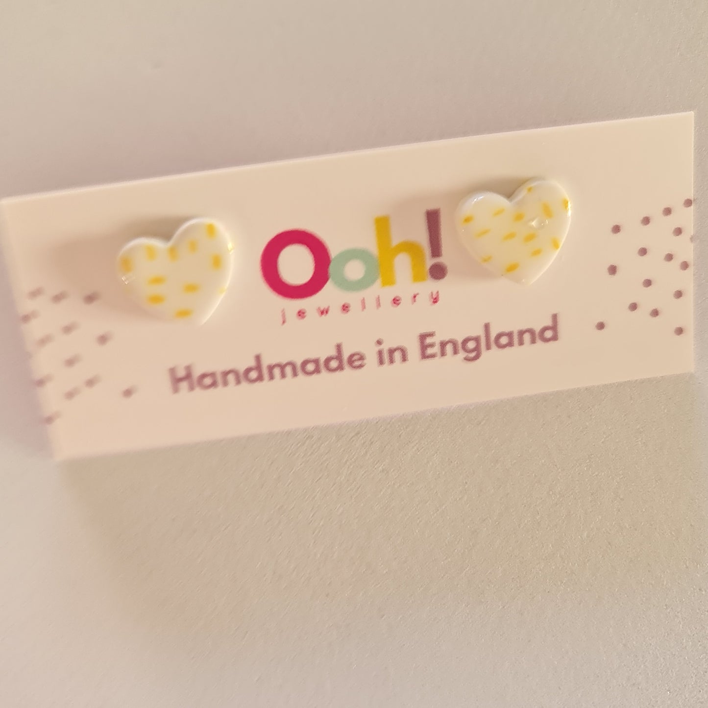 Yellow Speckle Heart Studs