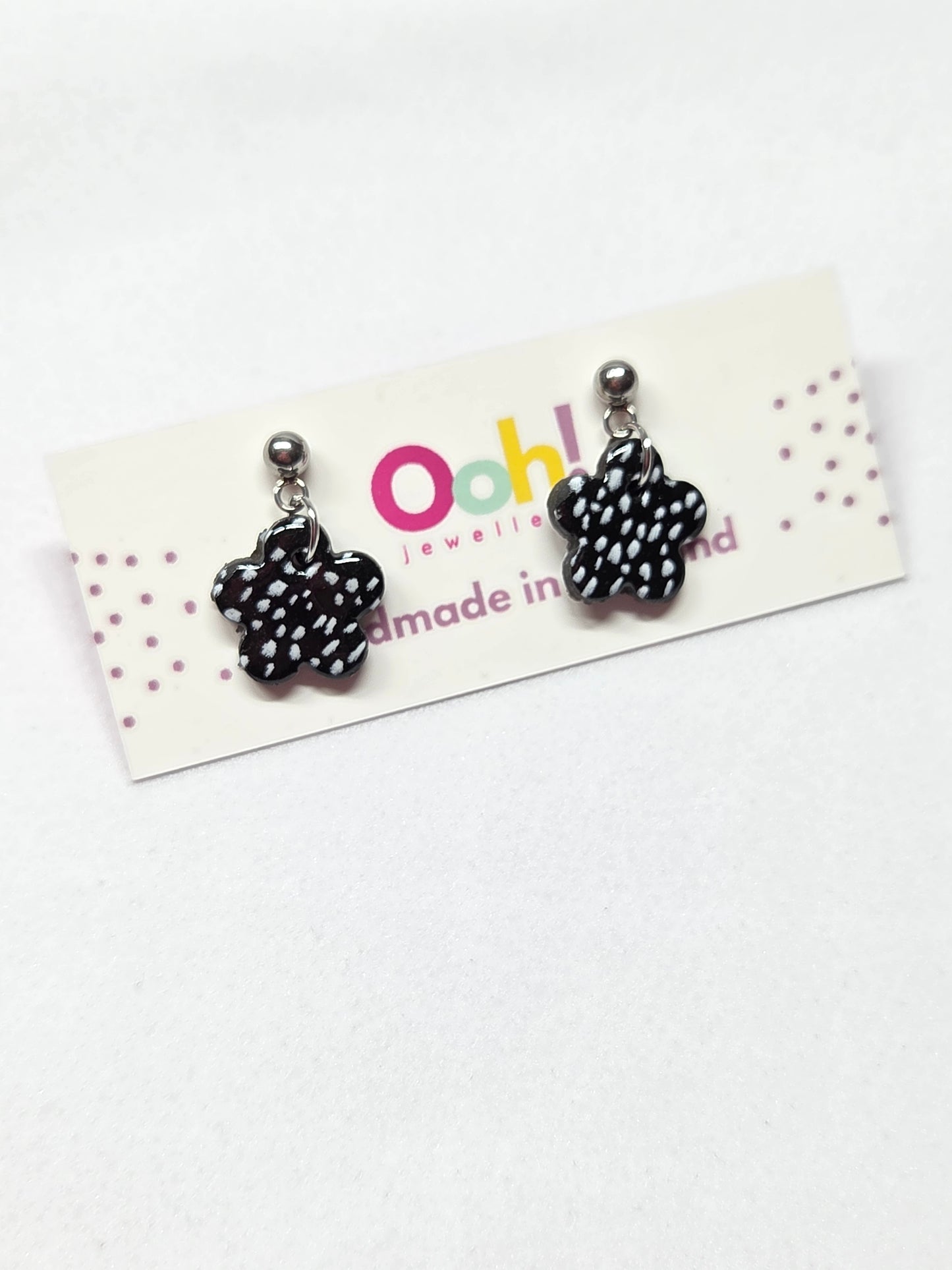 Black & White Flower Dangles