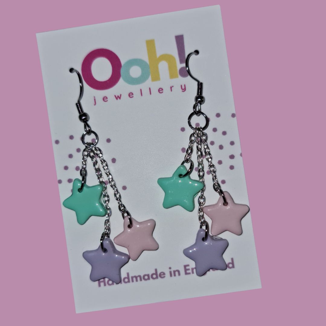 Triple Star Dangle Earrings
