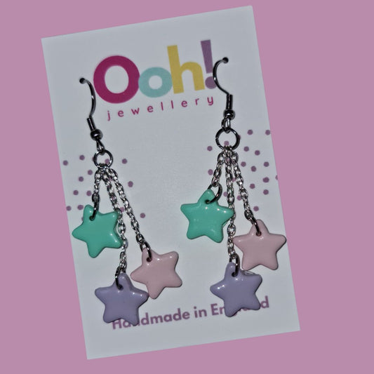 Triple Star Dangle Earrings