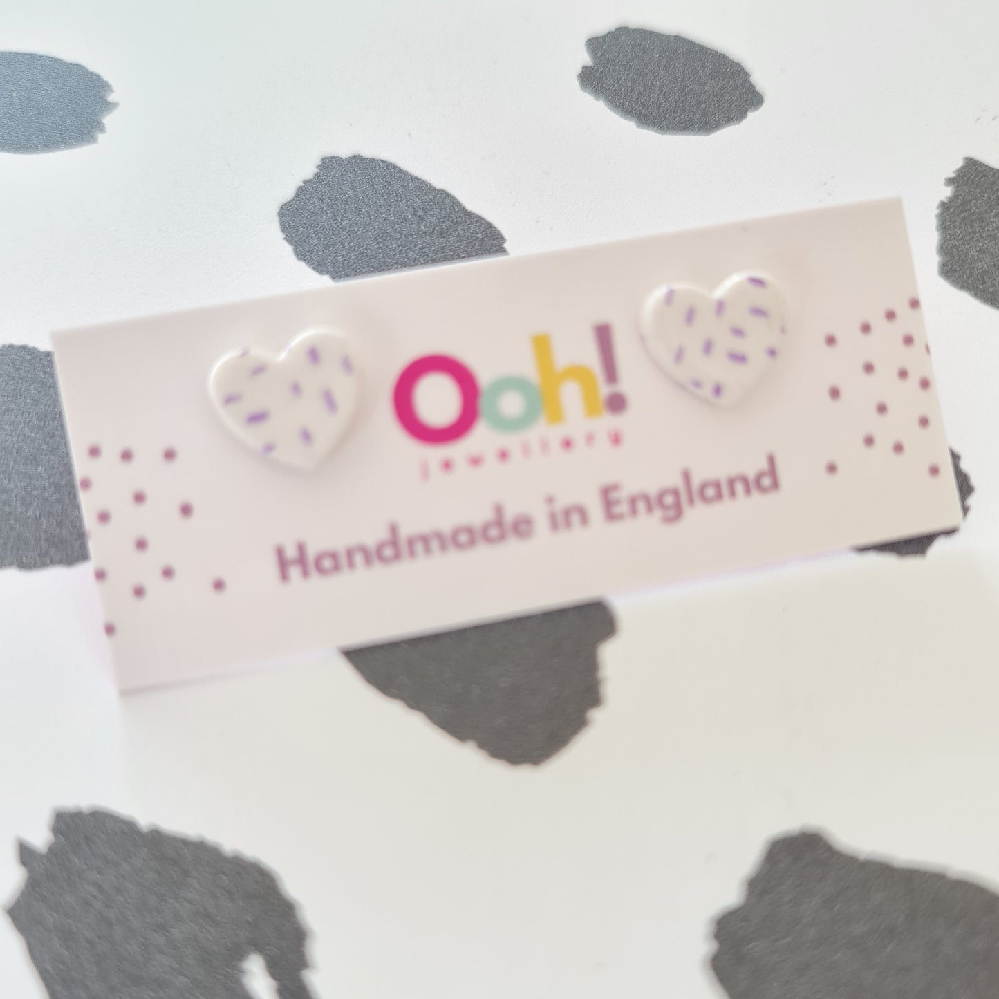 Purple Speckle Heart Studs