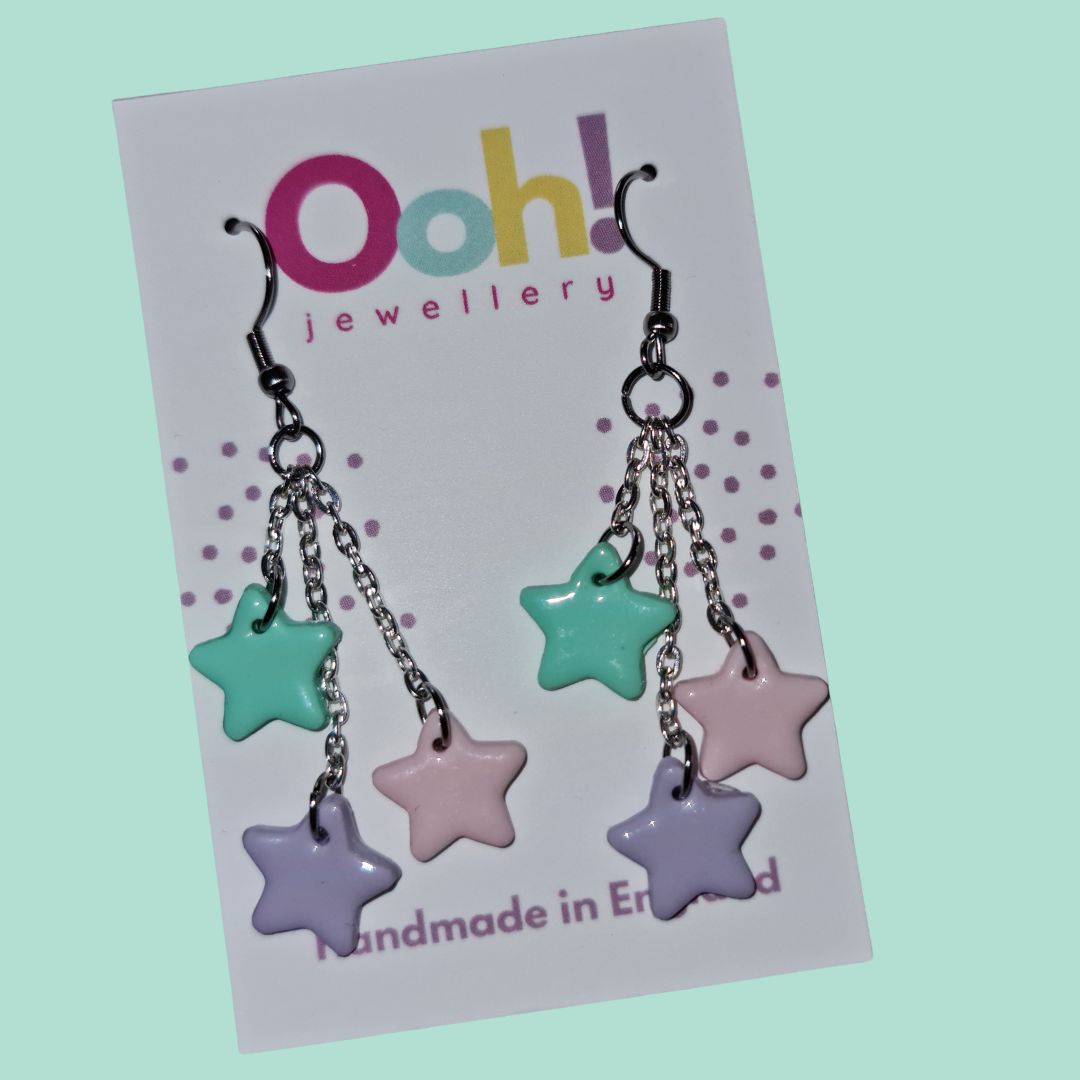 Triple Star Dangle Earrings