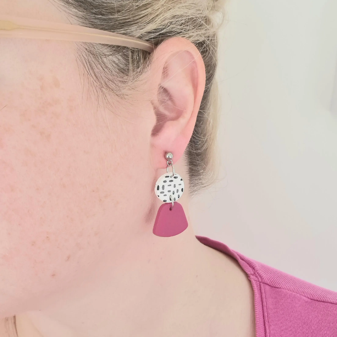 Pink drop earrings