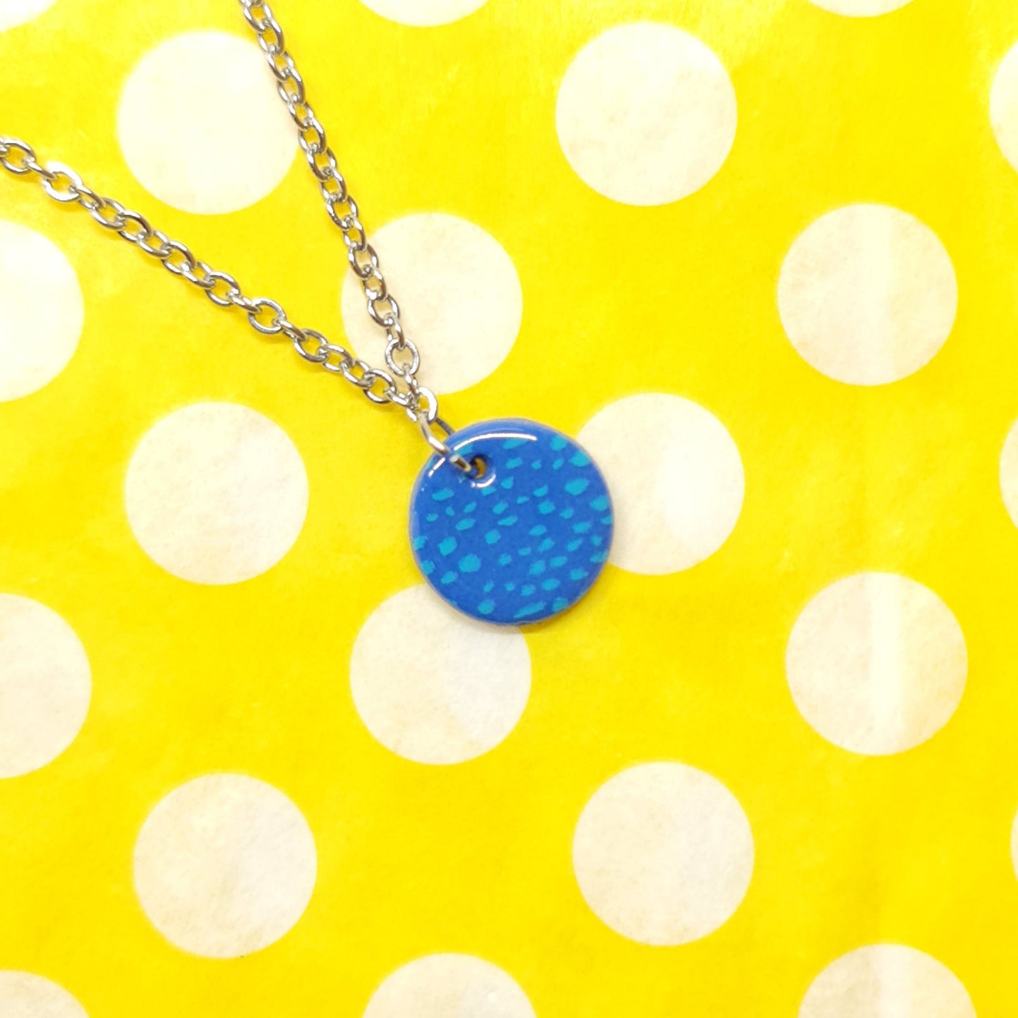 Blue Small Round Pendant Necklace