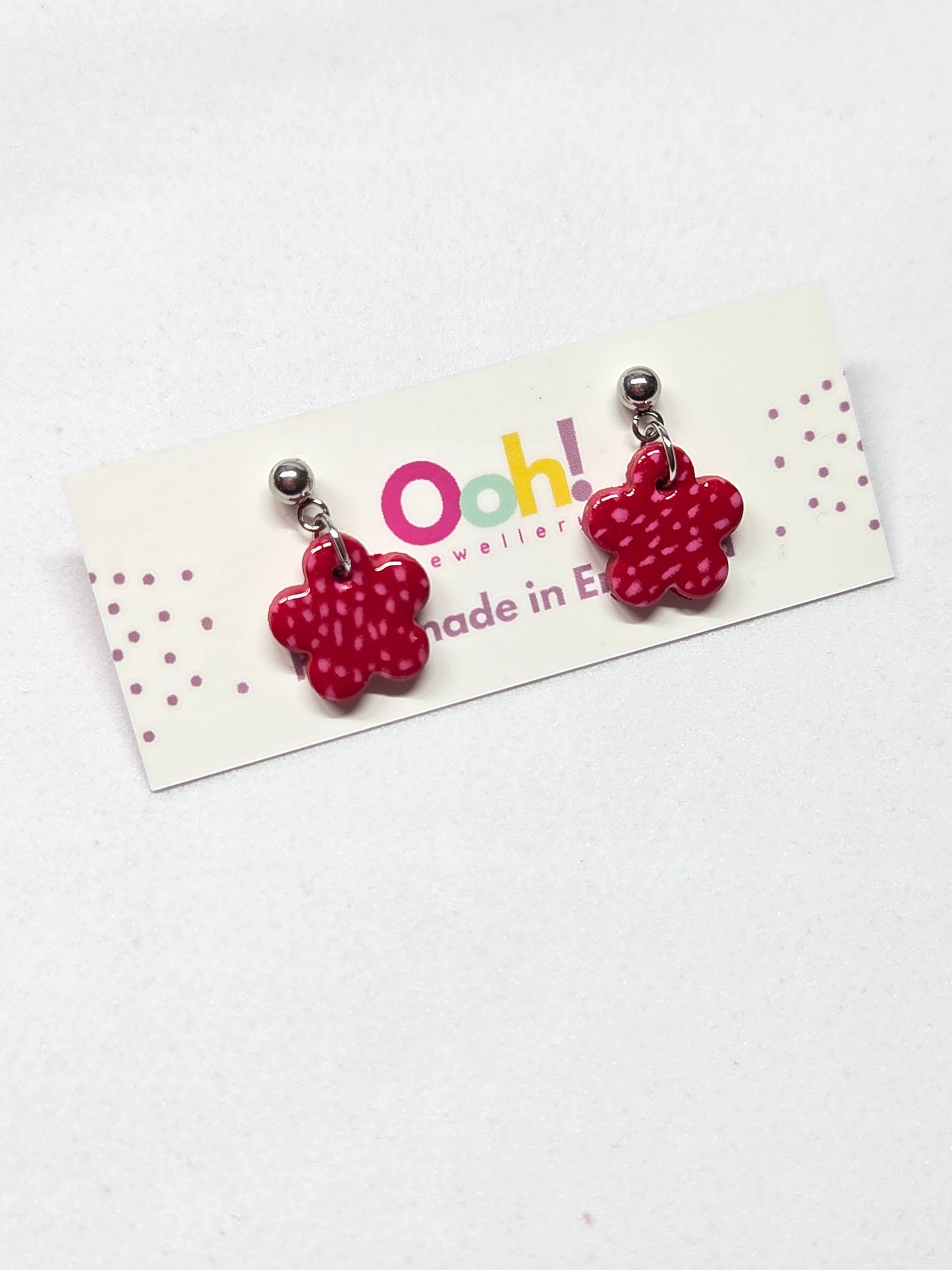 Red & Pink Flower Dangles