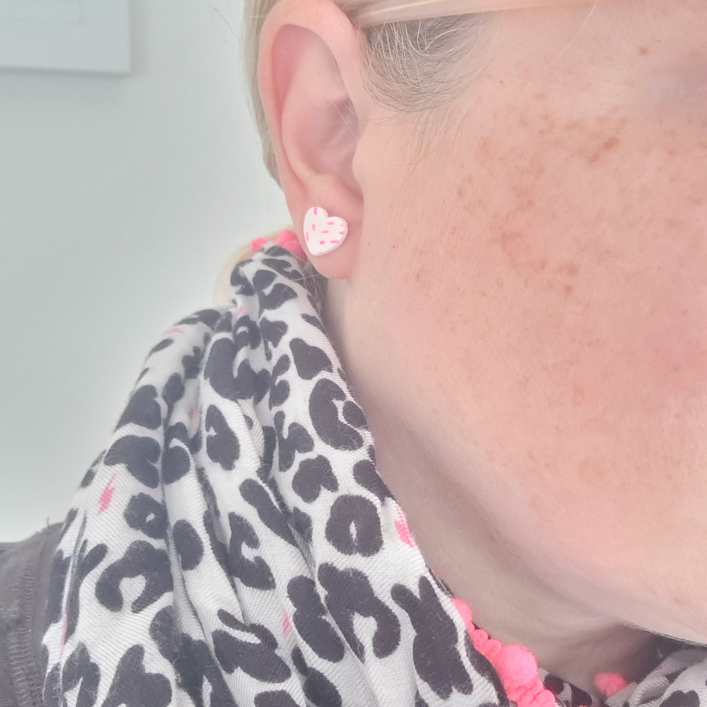 Purple Speckle Heart Studs