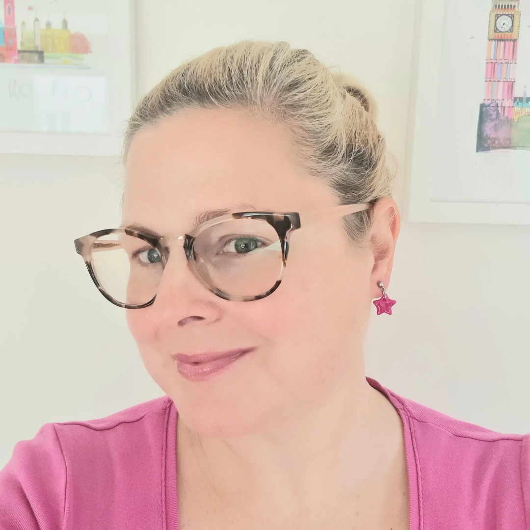 Pink mini star drop earrings