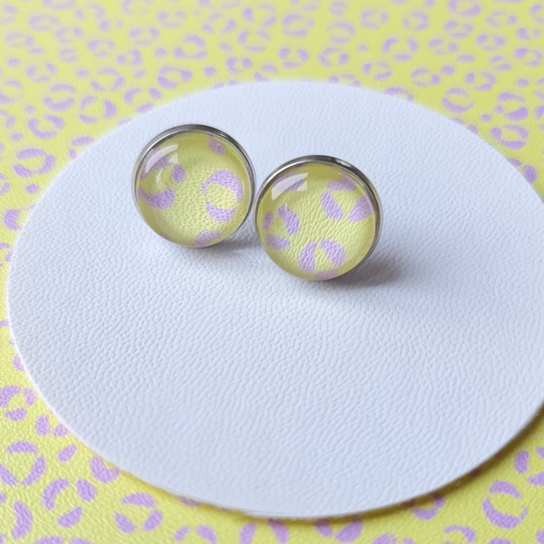 Pastel Blue Leopard Print Stud Earrings