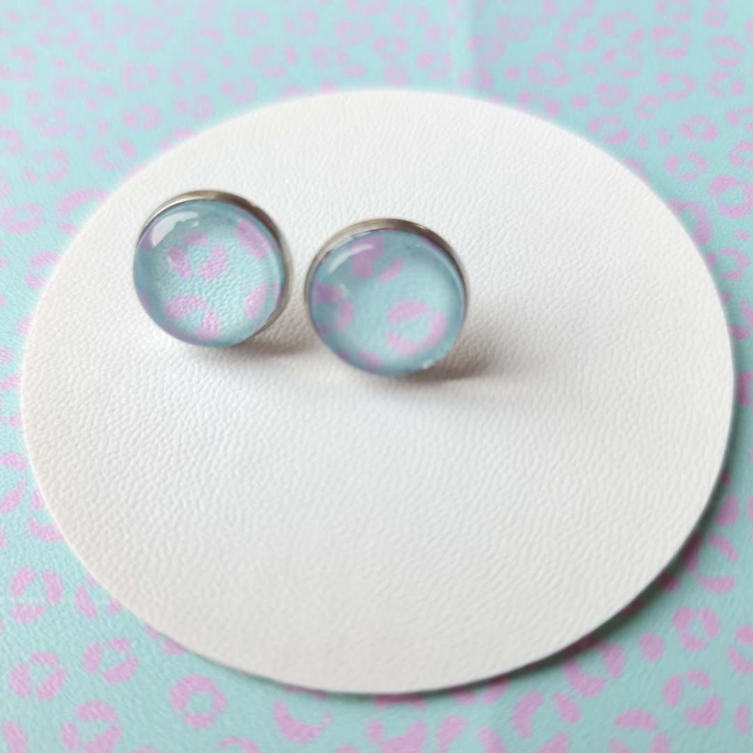 Pastel Blue Leopard Print Stud Earrings