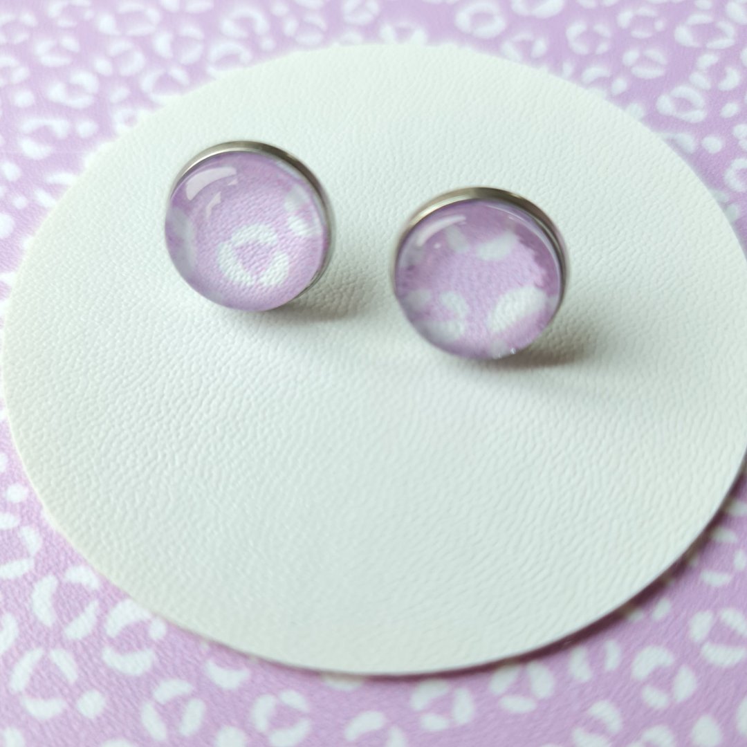 Pastel Blue Leopard Print Stud Earrings