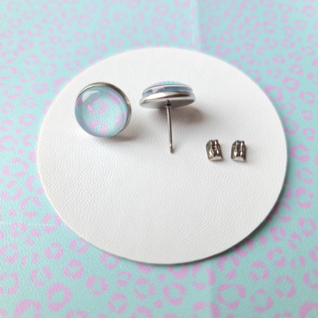 Pastel Blue Leopard Print Stud Earrings