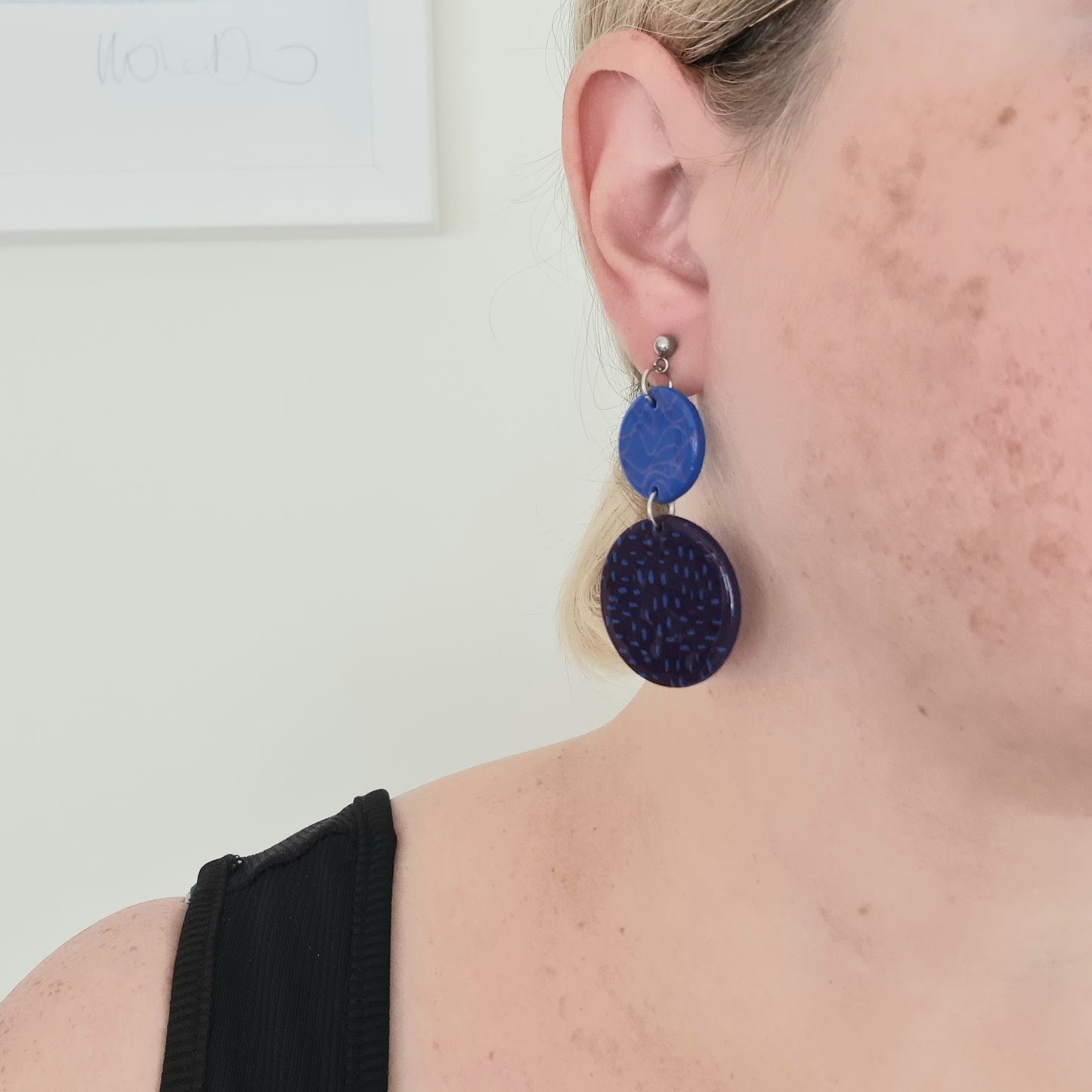 Blue & Purple Round Drop Earrings