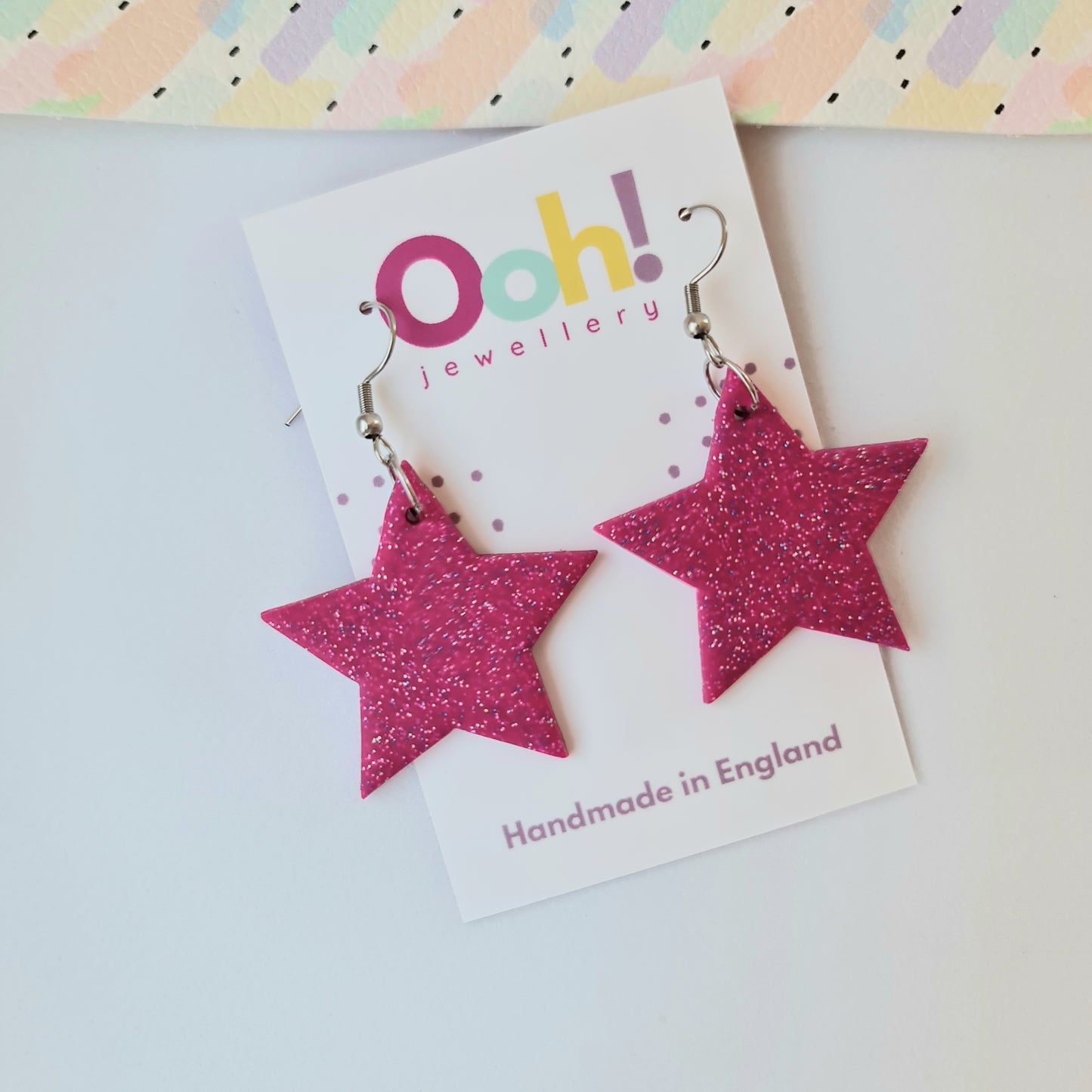 Pink Christmas Star Dangles