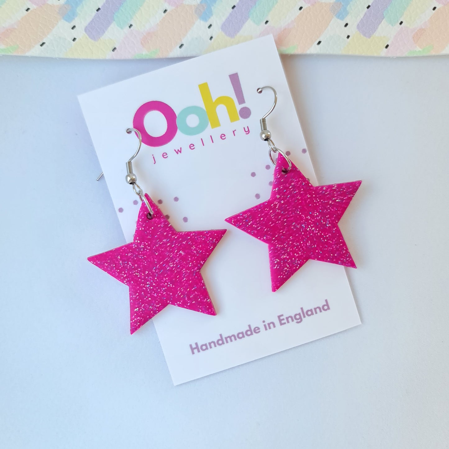 Pink Christmas Star Dangles