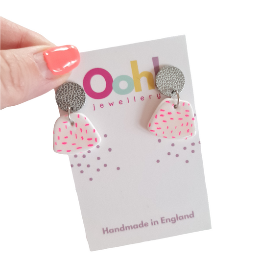 Neon Pink Confetti Dangles