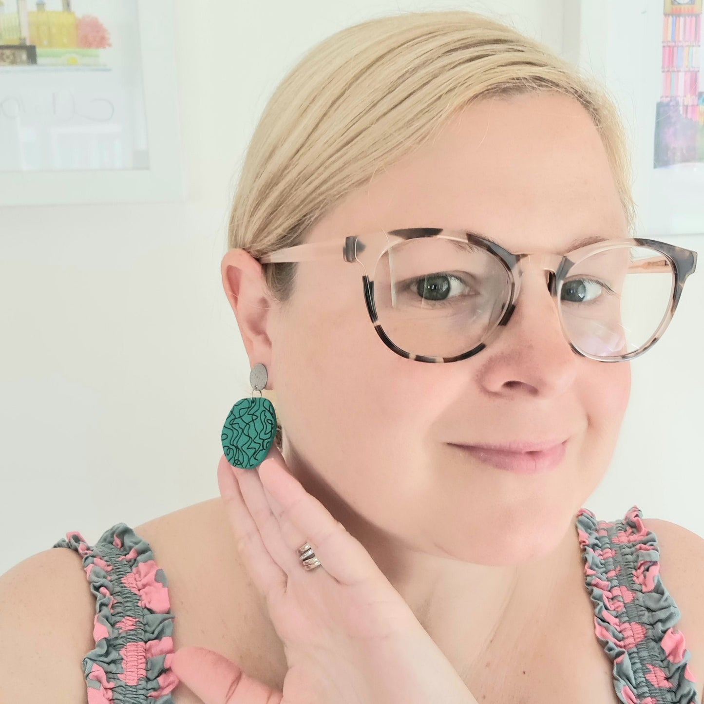 Handmade Jade Green & Black Drop Earrings