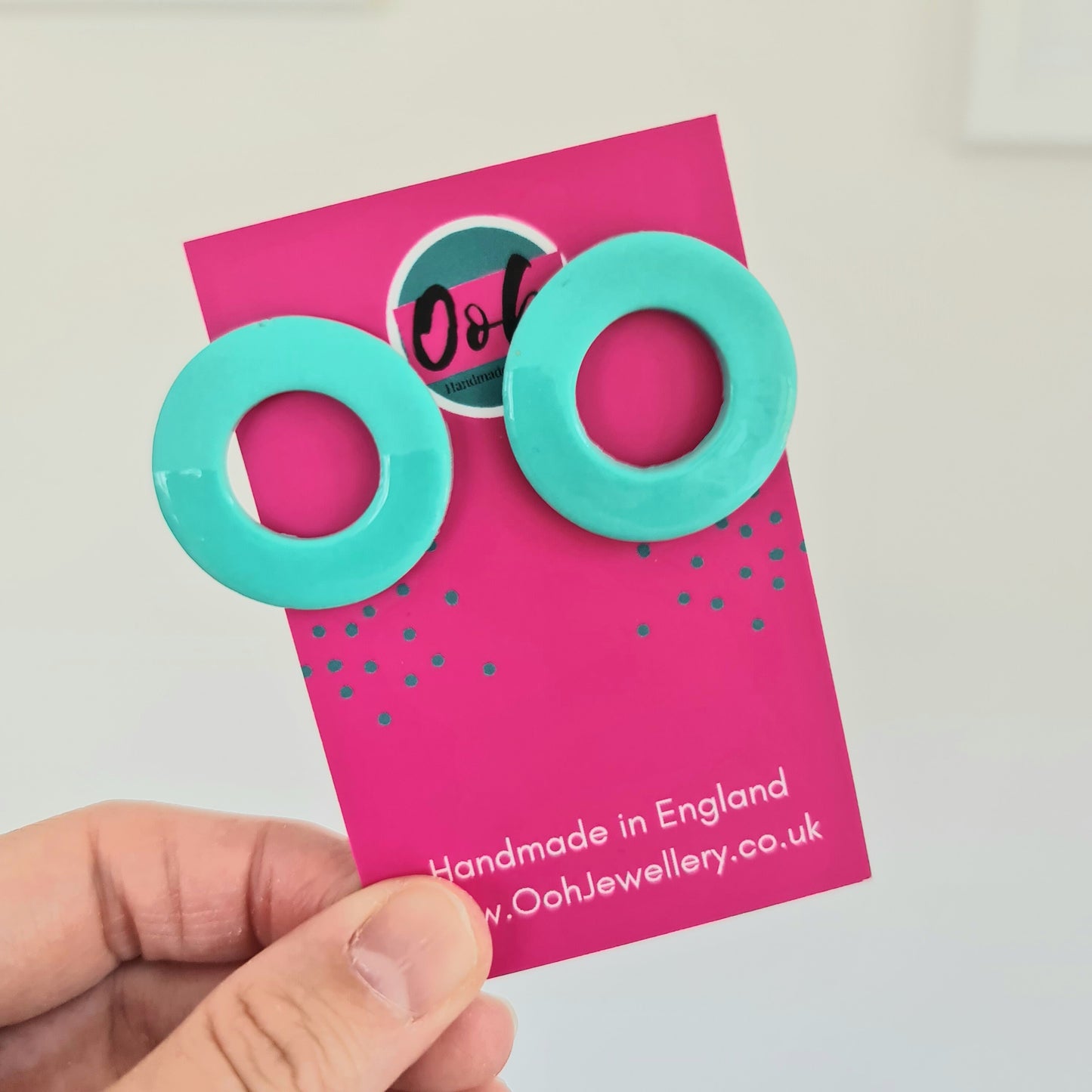 Purple doughnut shaped statement stud earrings, handmade