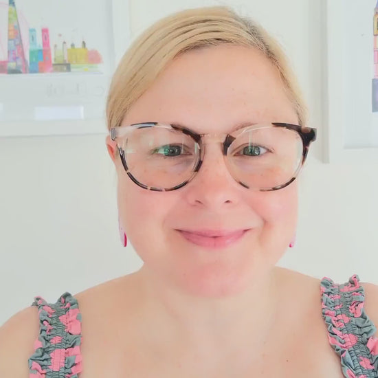 Pink & white polka dot drop earrings, handmade