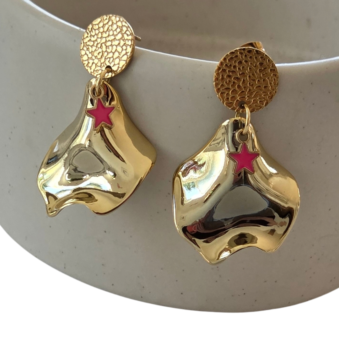 Gold & Pink Star Dangles