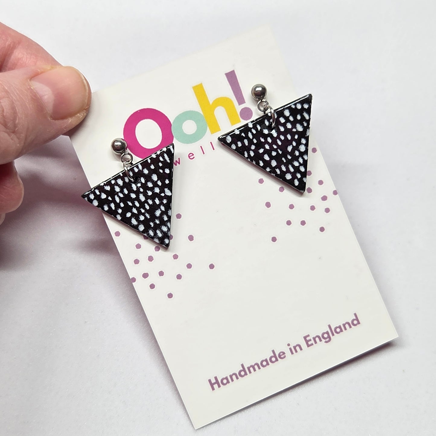 Large Black & White Triangle Dangles