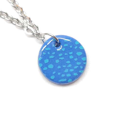 Blue Small Round Pendant Necklace