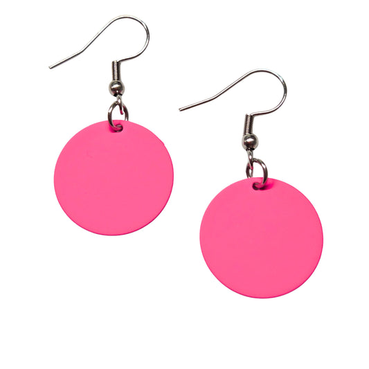 Neon Pink Round Dangles