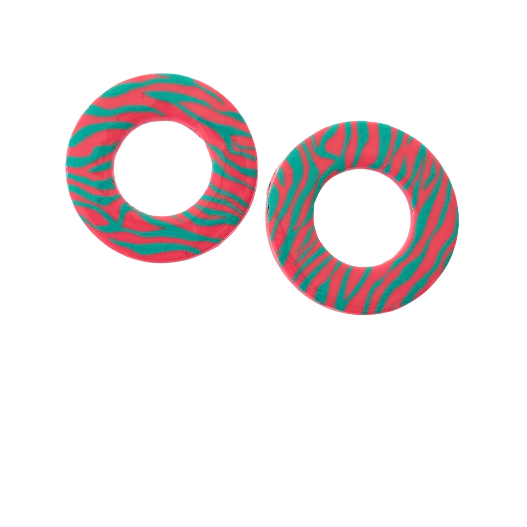Pink & Turquoise Zebra Statement Studs