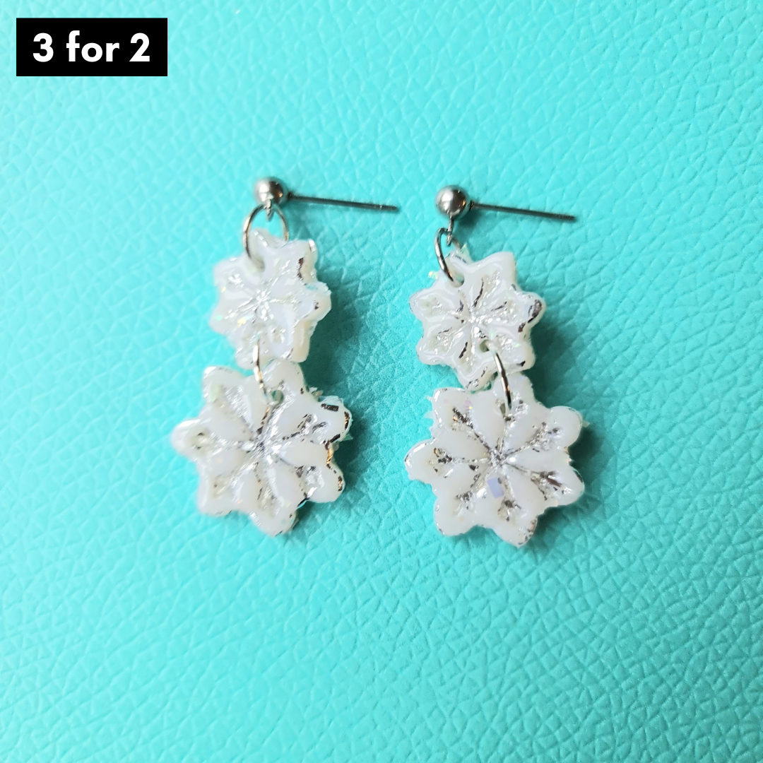 Silver Snowflake Dangle Earrings