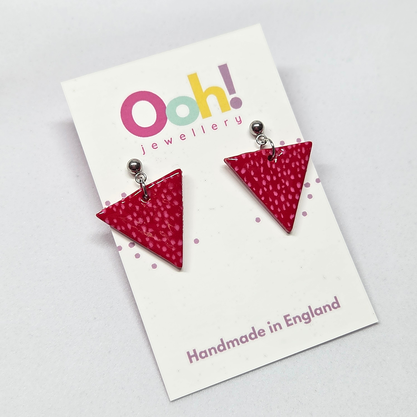 Large Red & Pink Triangle Dangles