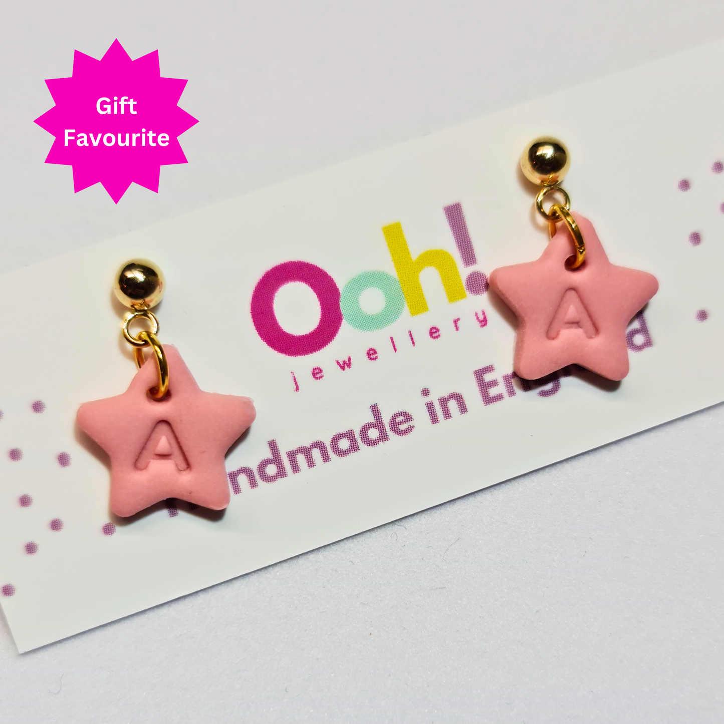 Personalised Initial Pink Star Dangles