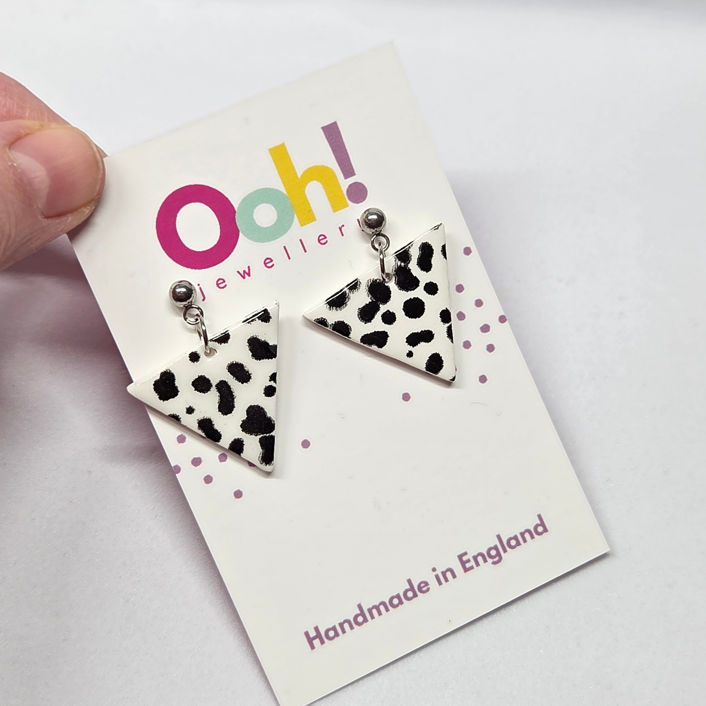 Large White & Black Triangle Dangles