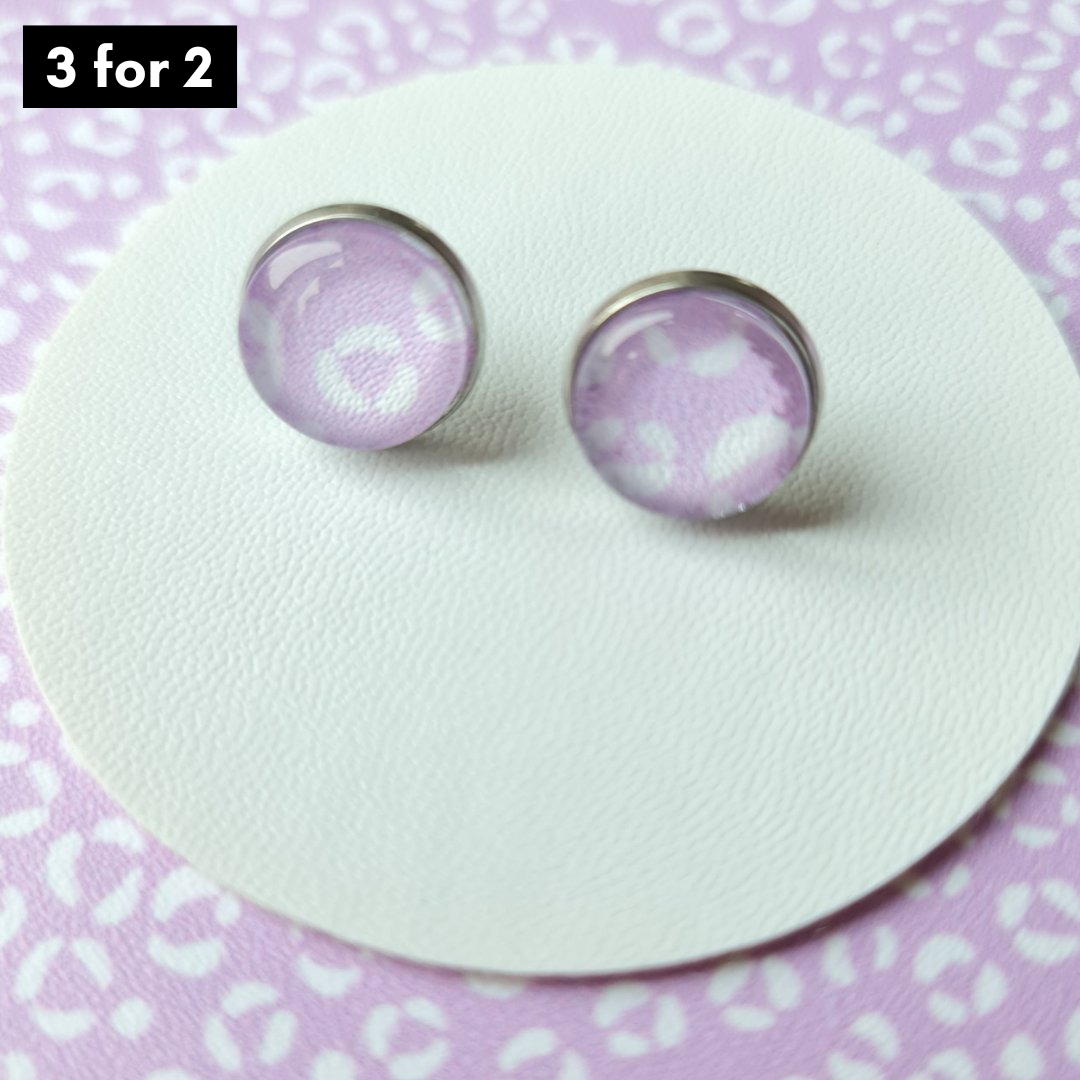 Lavender Leopard Print Stud Earrings