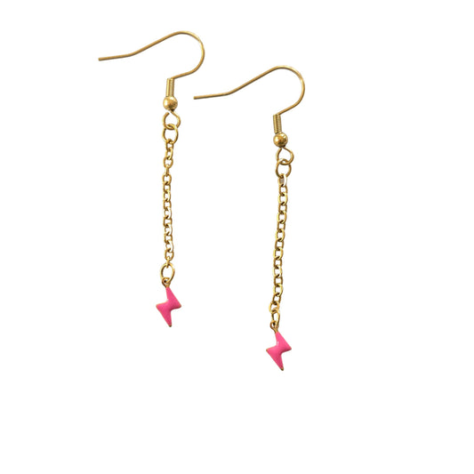 Pink Lightning Bolt Dangles