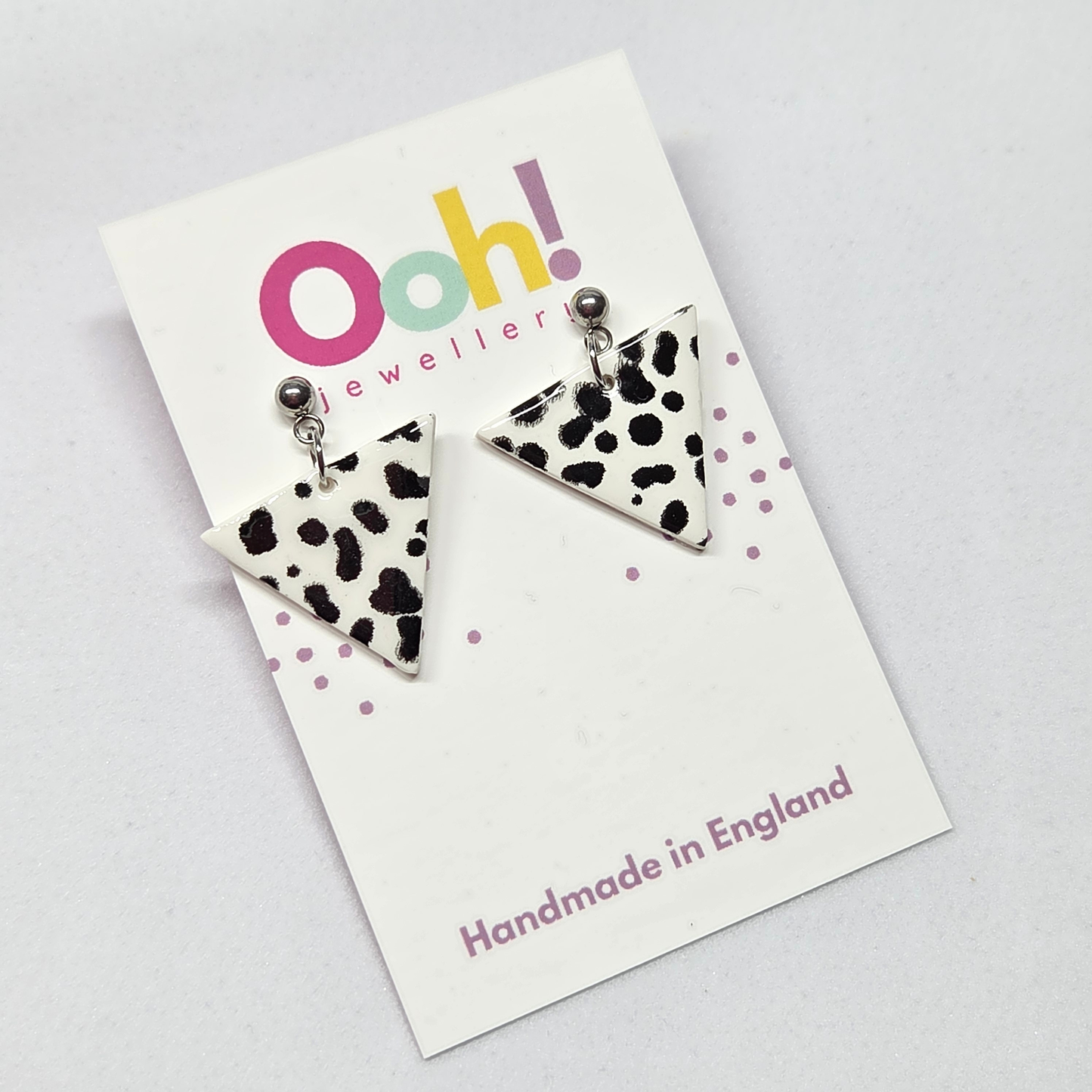 Large White & Black Triangle Dangles