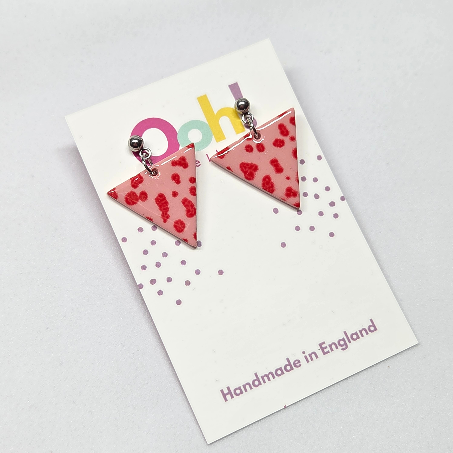 Large Pink & Red Triangle Dangles