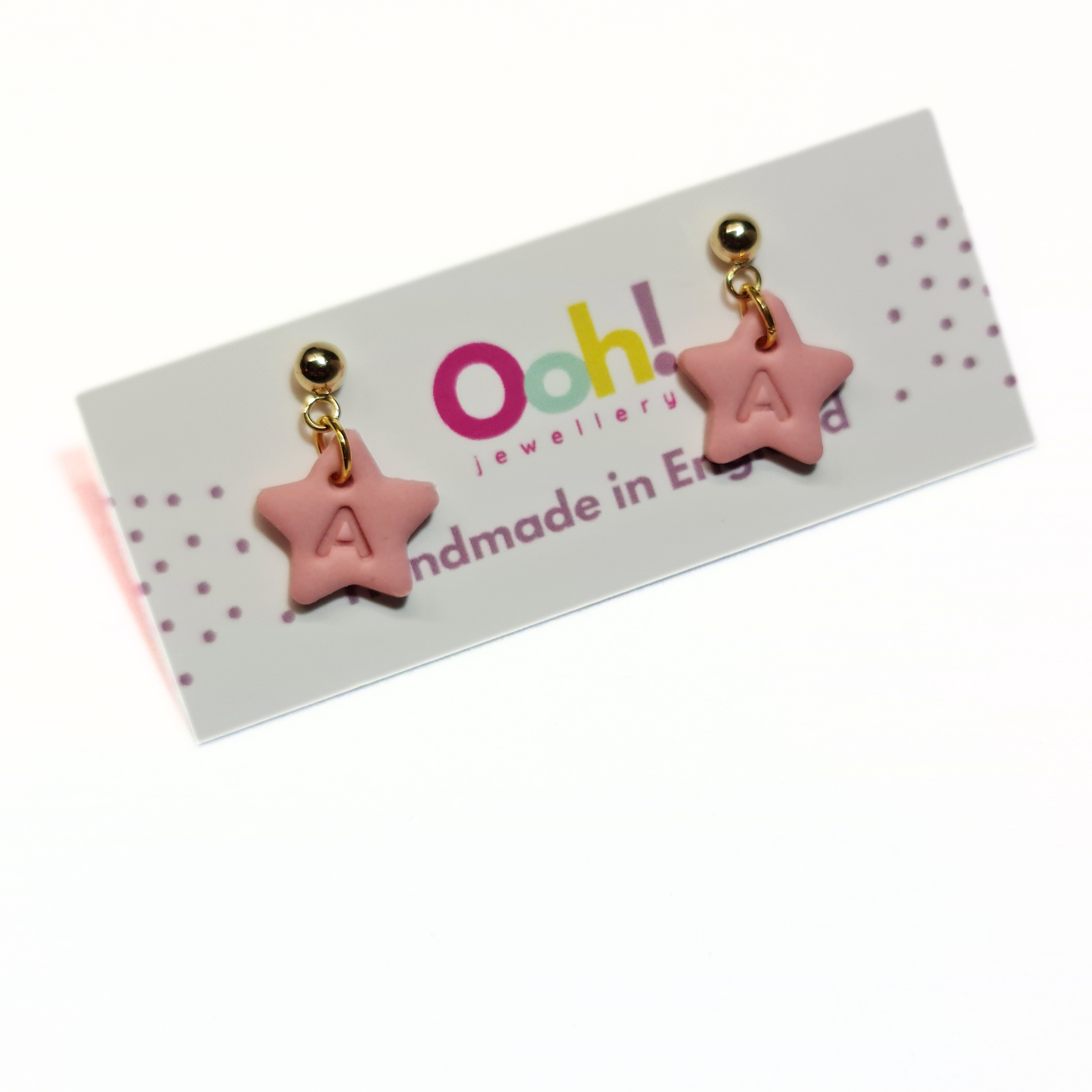 Personalised Initial Pink Star Dangles
