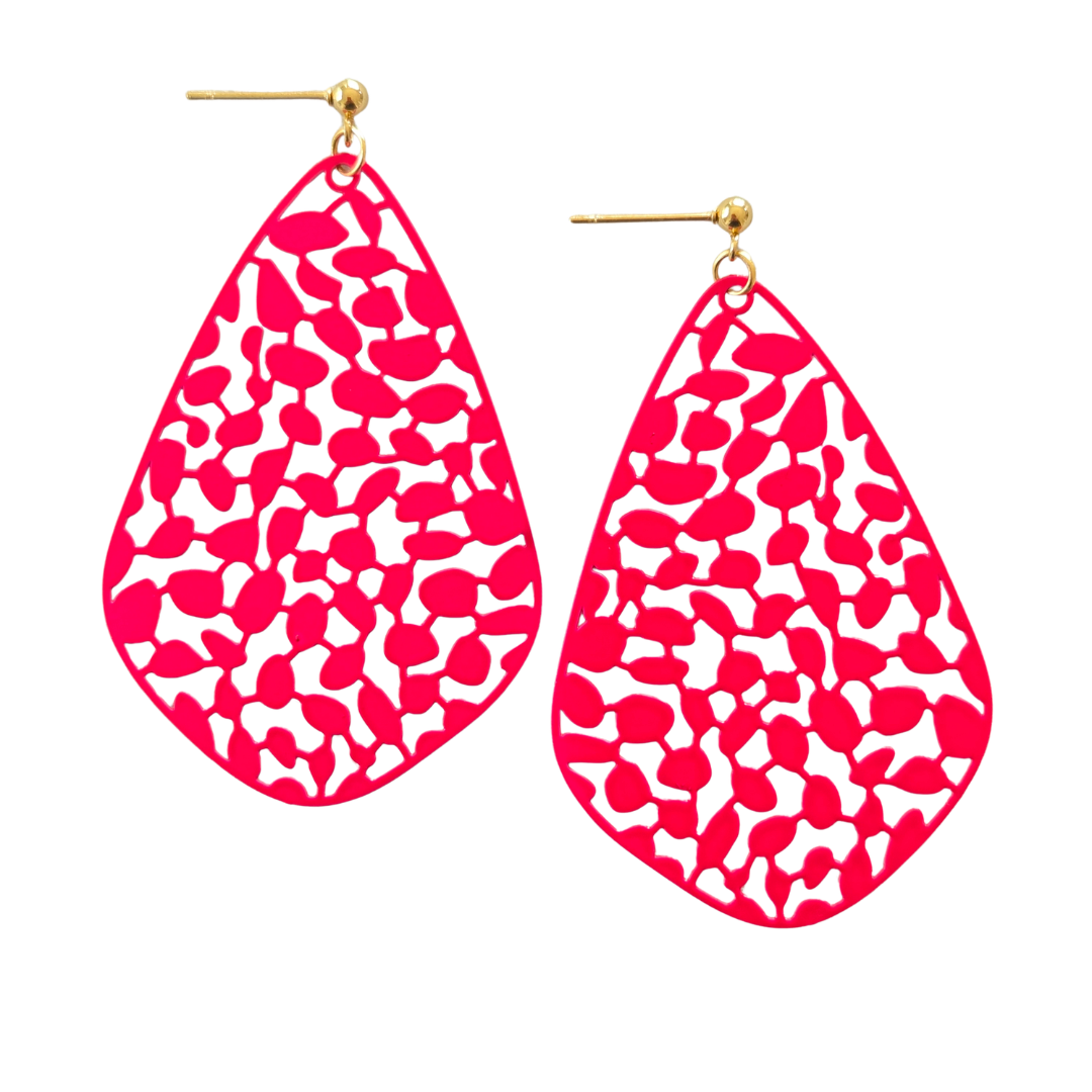 Large Orange Teardrop Dangles