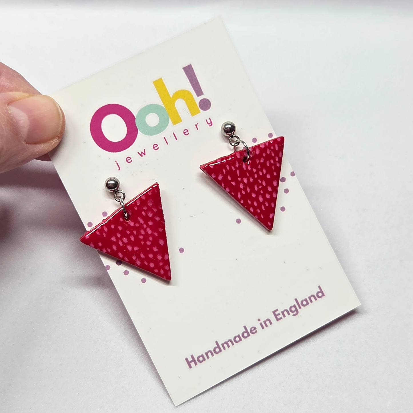 Large Red & Pink Triangle Dangles