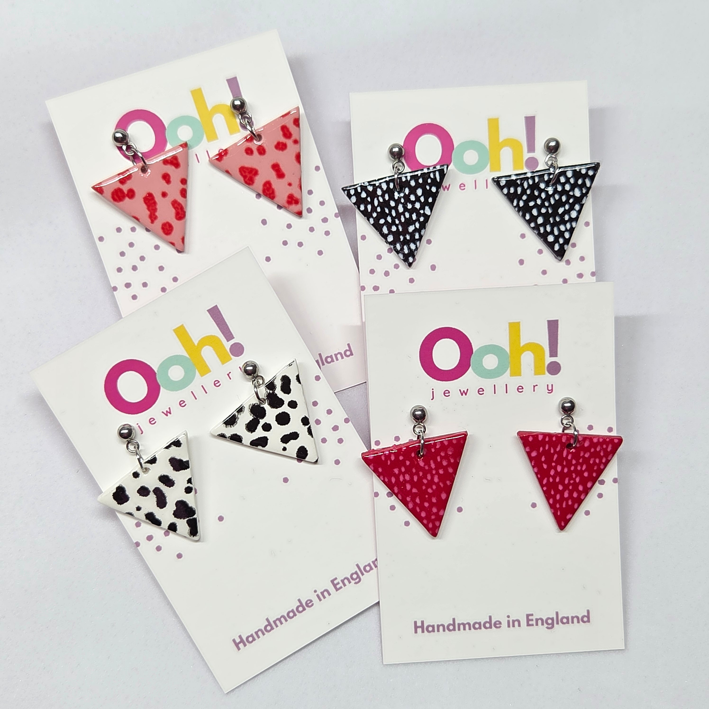 Large Pink & Red Triangle Dangles