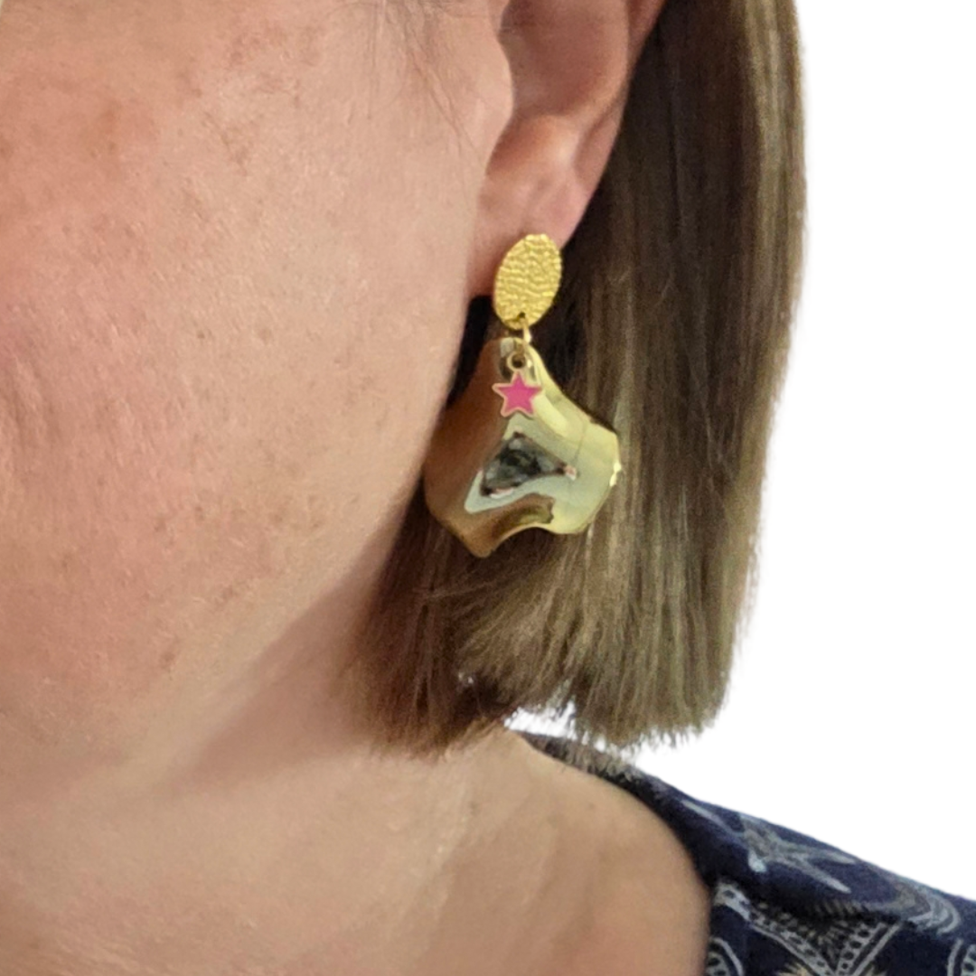 Gold & Pink Star Dangles