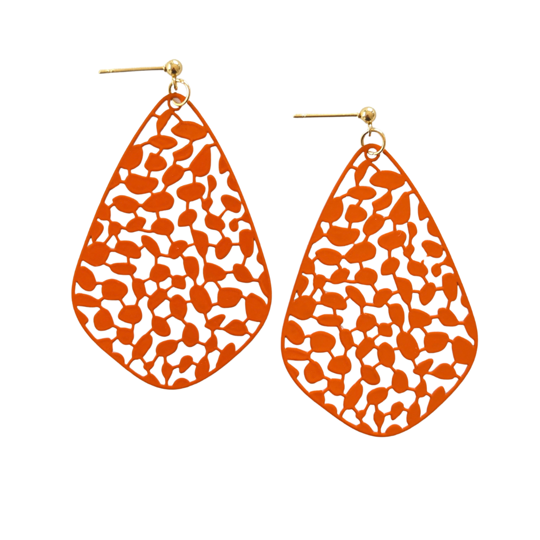 Large Orange Teardrop Dangles