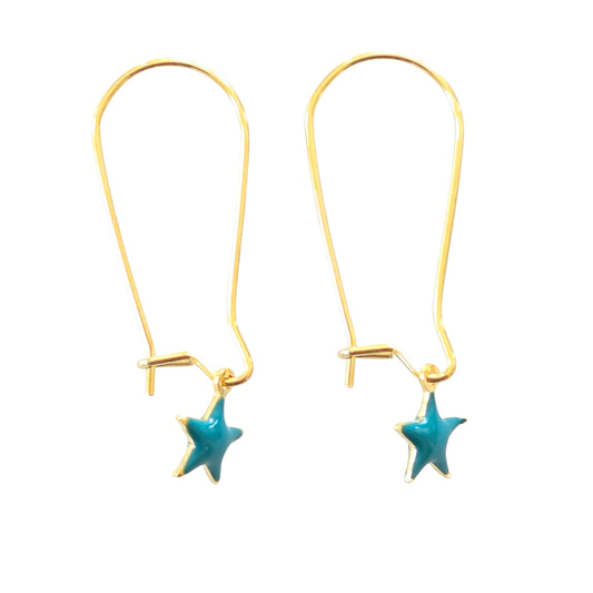 Teal Star Hoops