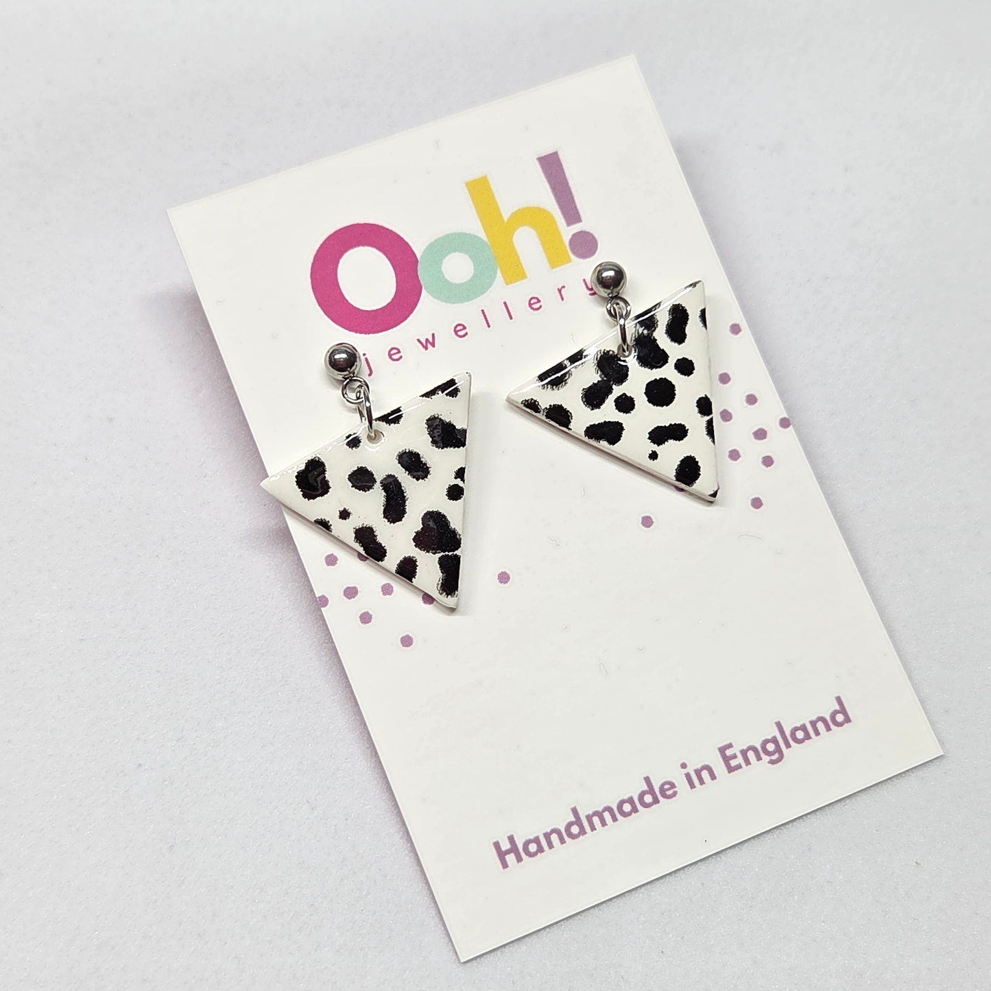 Large White & Black Triangle Dangles