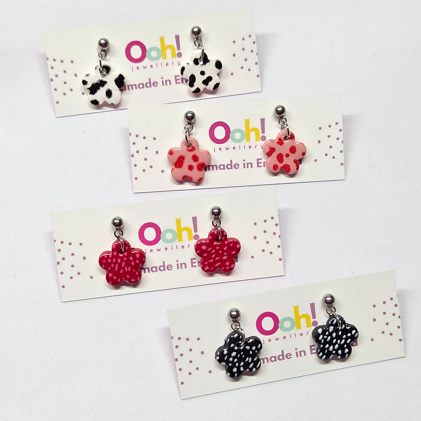 Black & White Flower Dangles