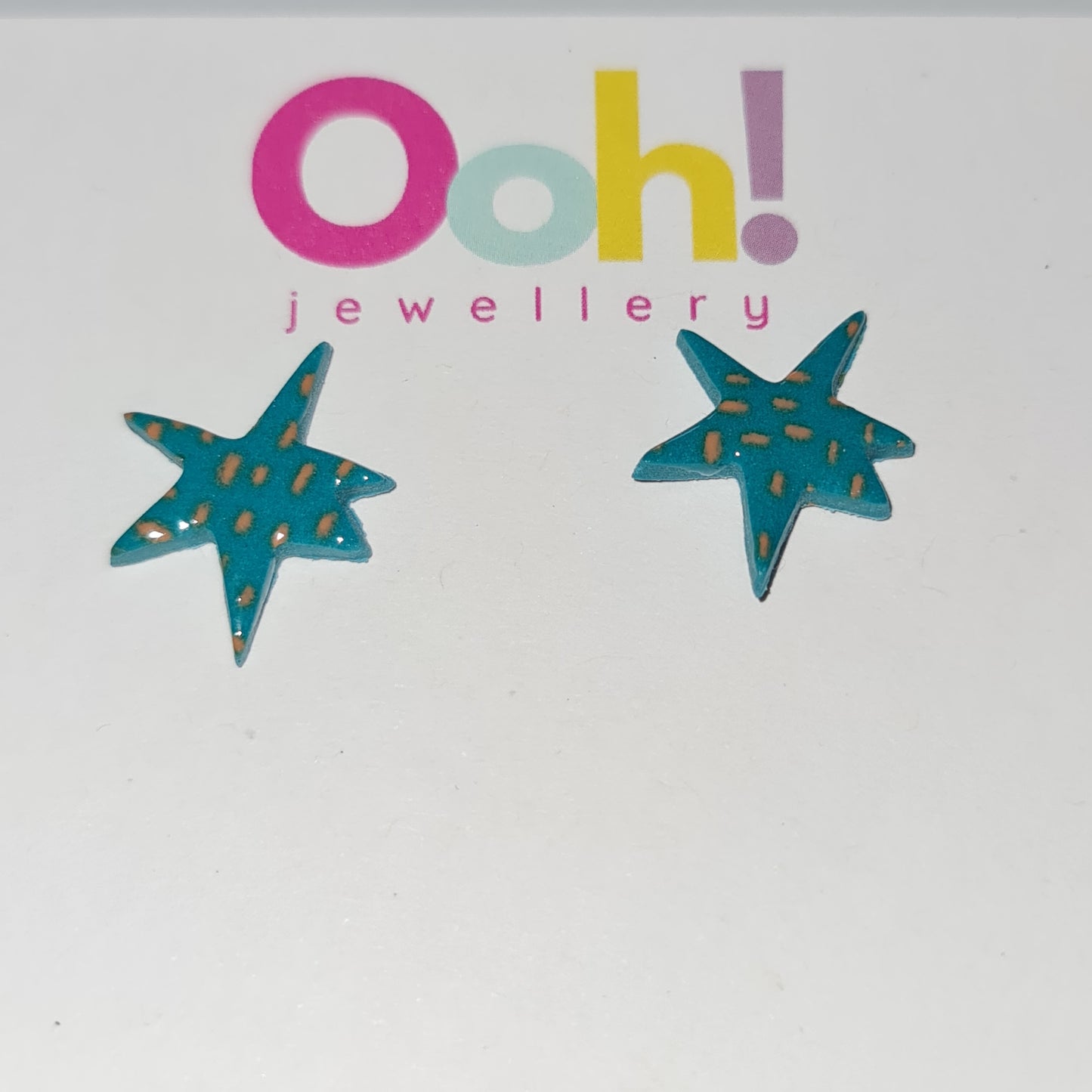 Teal & Orange Starburst Studs